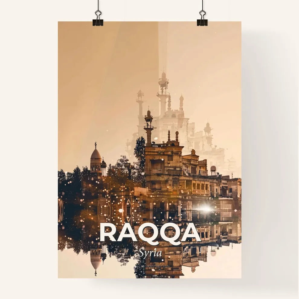 Raqqa Cityscape Beige Poster Night Light Hues Poster