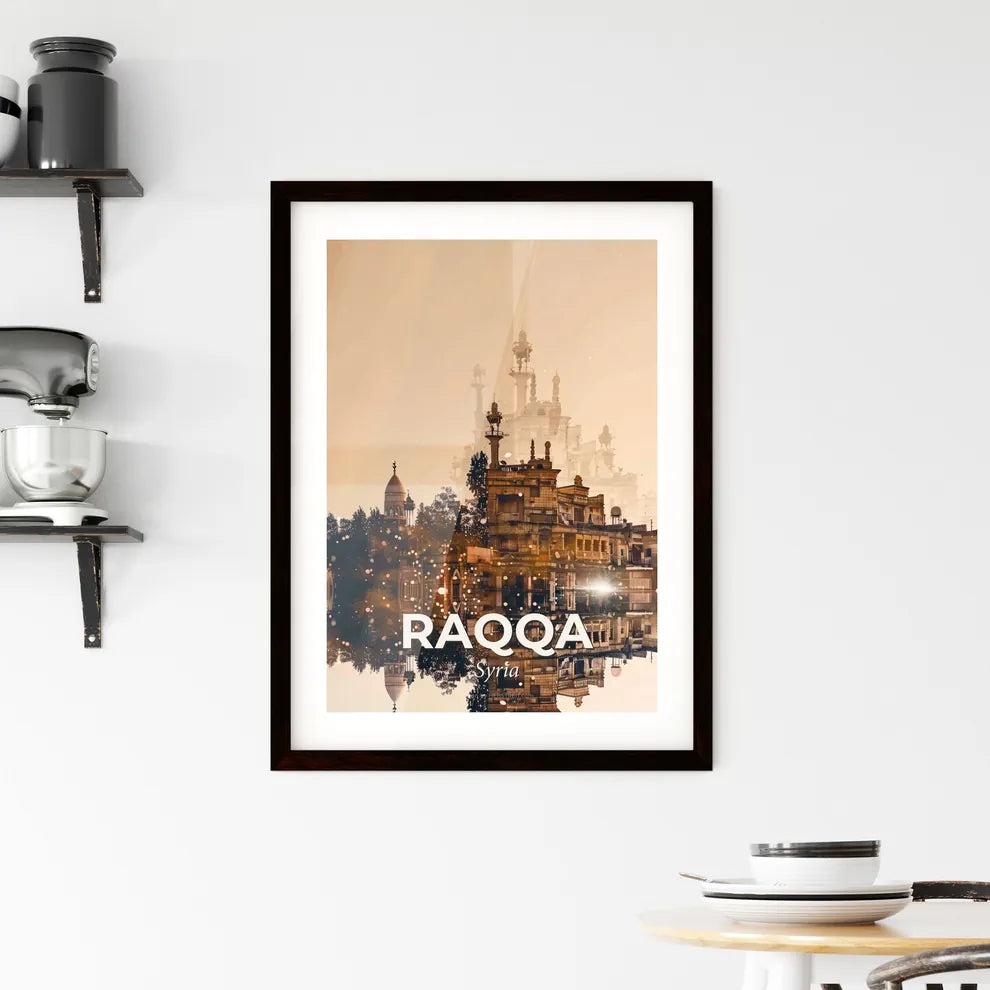 Raqqa Cityscape Beige Poster Night Light Hues Framed Print
