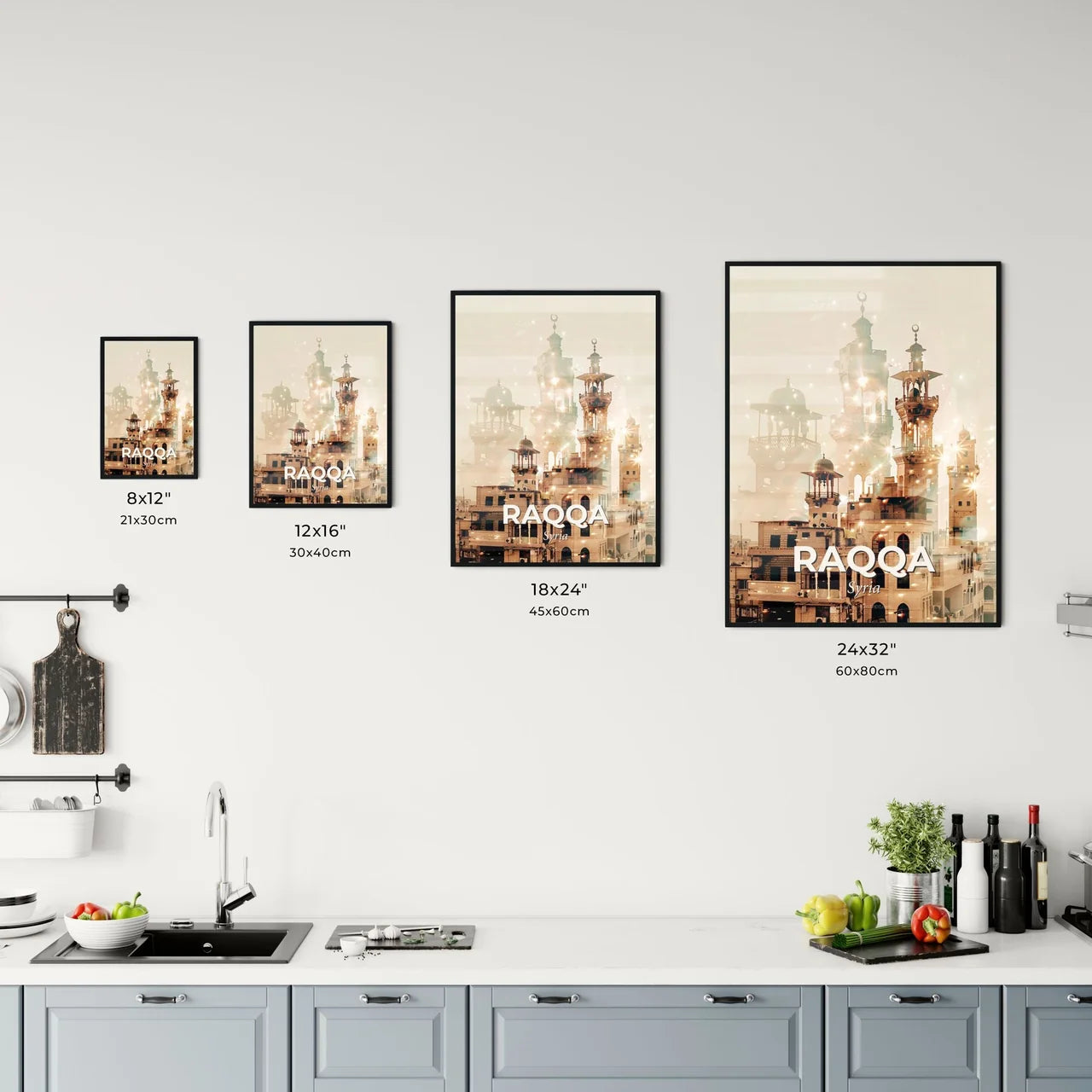 Raqqa Skyline Double Exposure Art Poster Office Art