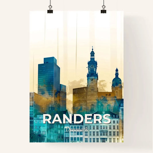 Randers City Skyline Poster Art Poster