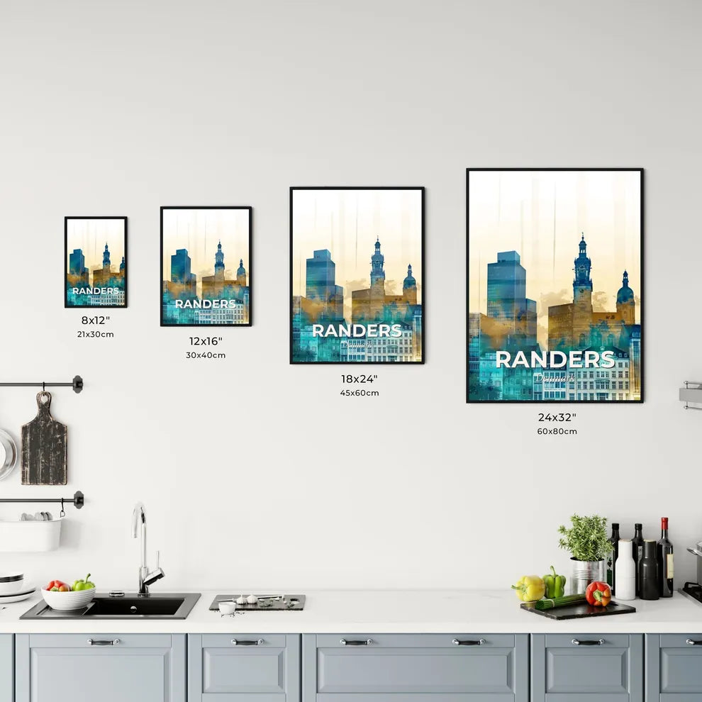 Randers City Skyline Poster Art Office Art