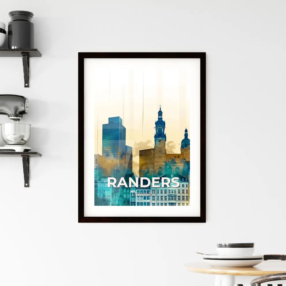 Randers City Skyline Poster Art Framed Print