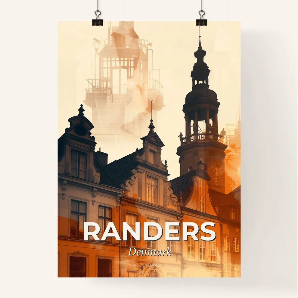 Randers Skyline Photographic Art Deco Poster Poster