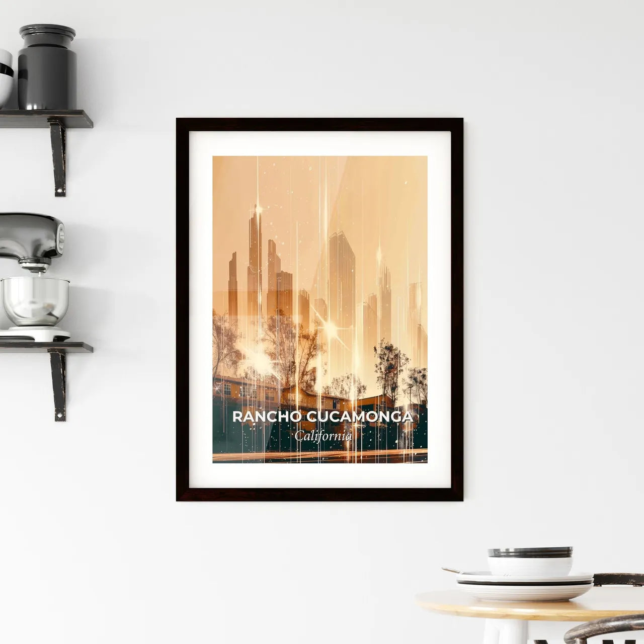 Rancho Cucamonga Skyline Poster Art Framed Print