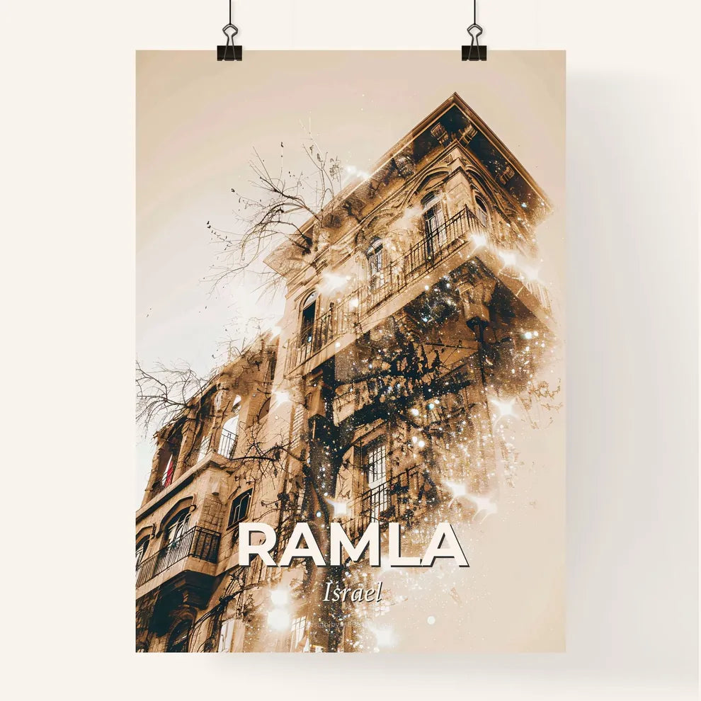 Ramla City Skyline Double Exposure Artwork Poster
