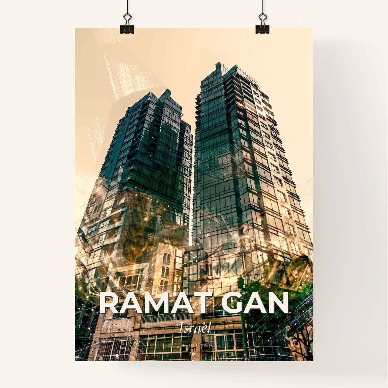 Ramat Gan City Skyline Minimalist Art Print Poster