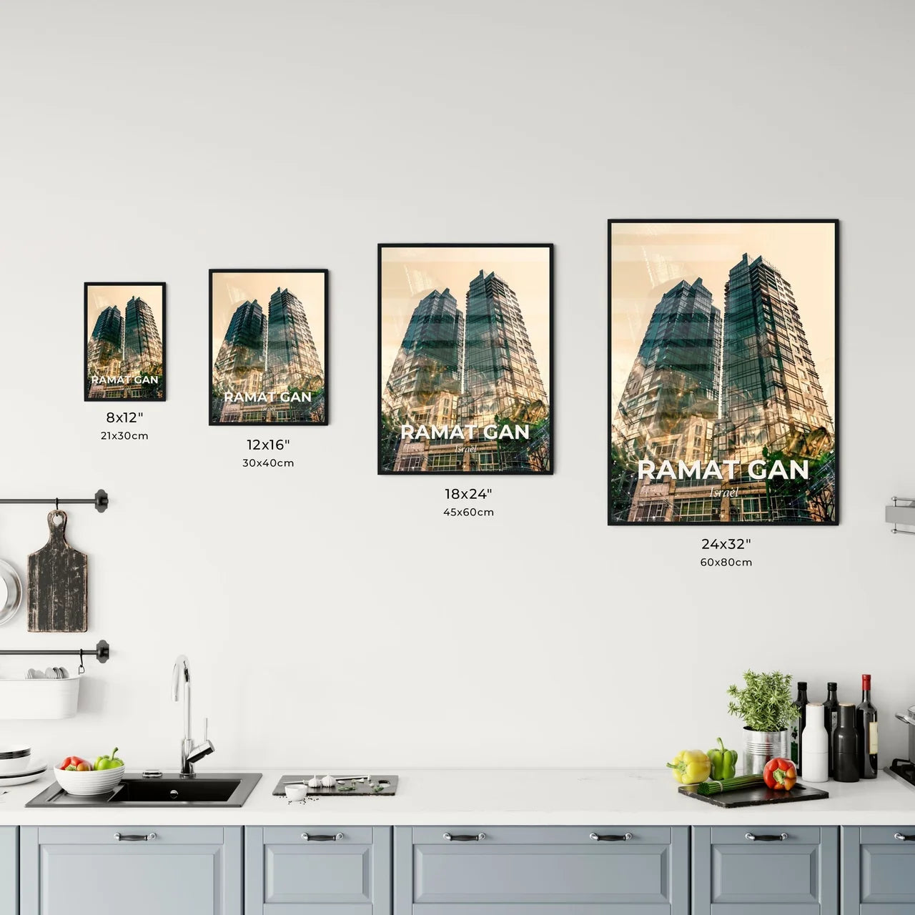 Ramat Gan City Skyline Minimalist Art Print Office Art