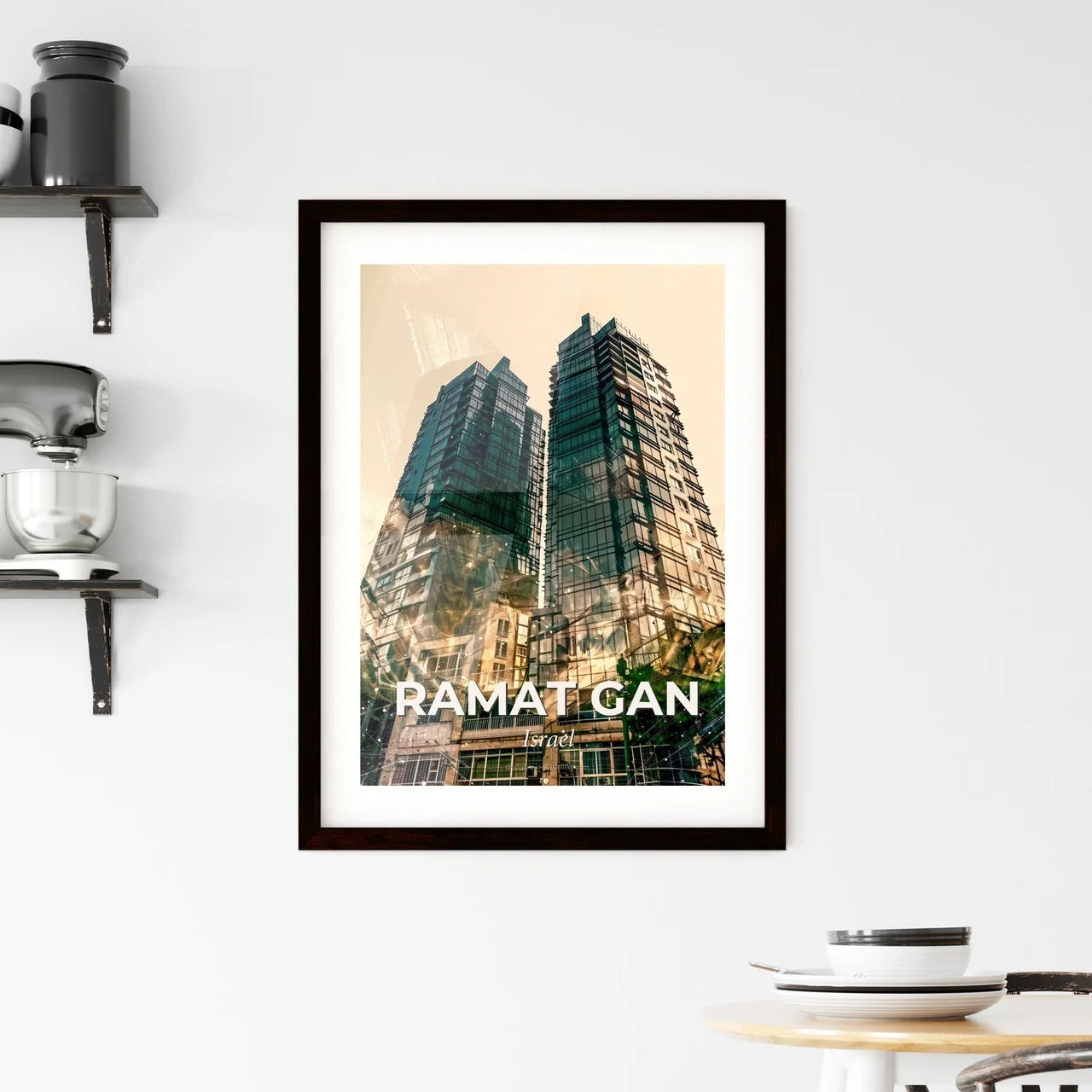 Ramat Gan City Skyline Minimalist Art Print Framed Print