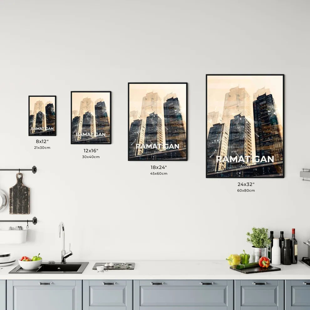 Ramat Gan Skyline Double Exposure Art Poster Office Art