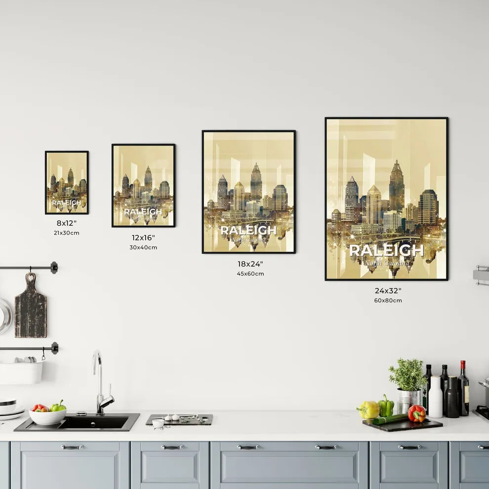 Raleigh CityLights Skyline Composite Poster Office Art