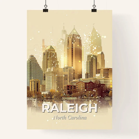 Raleigh City Lights Skyline Composite Poster Art Poster