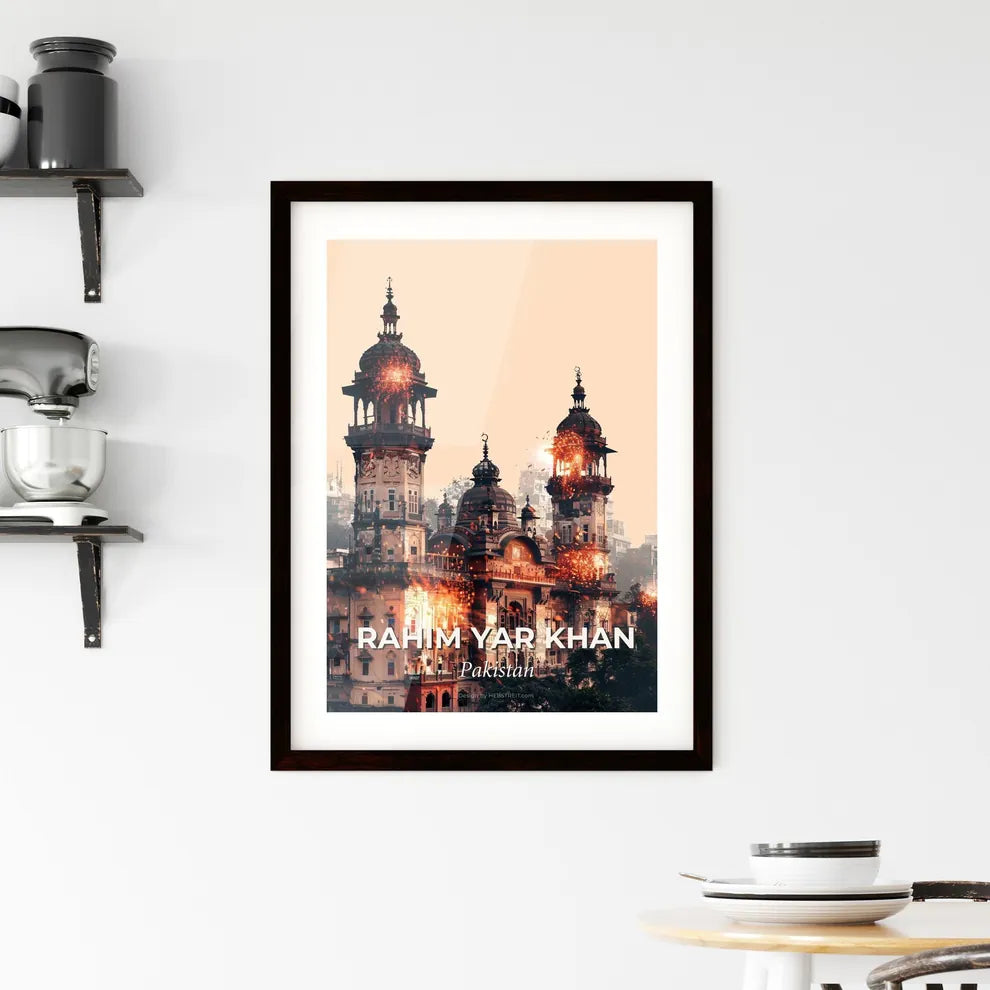 Rahim Yar Khan's Skyline on Bright Beige Framed Print