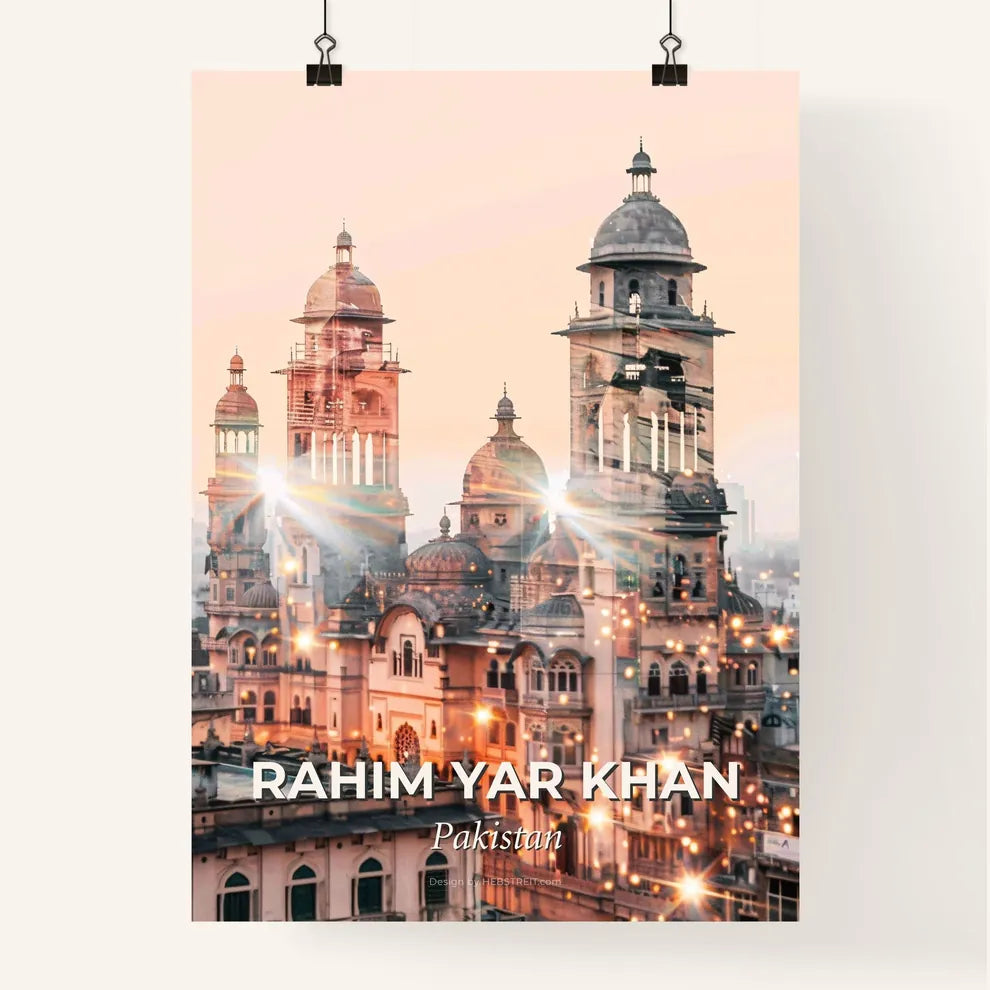Rahim Yar Khan Skyline Double Exposure Art Poster