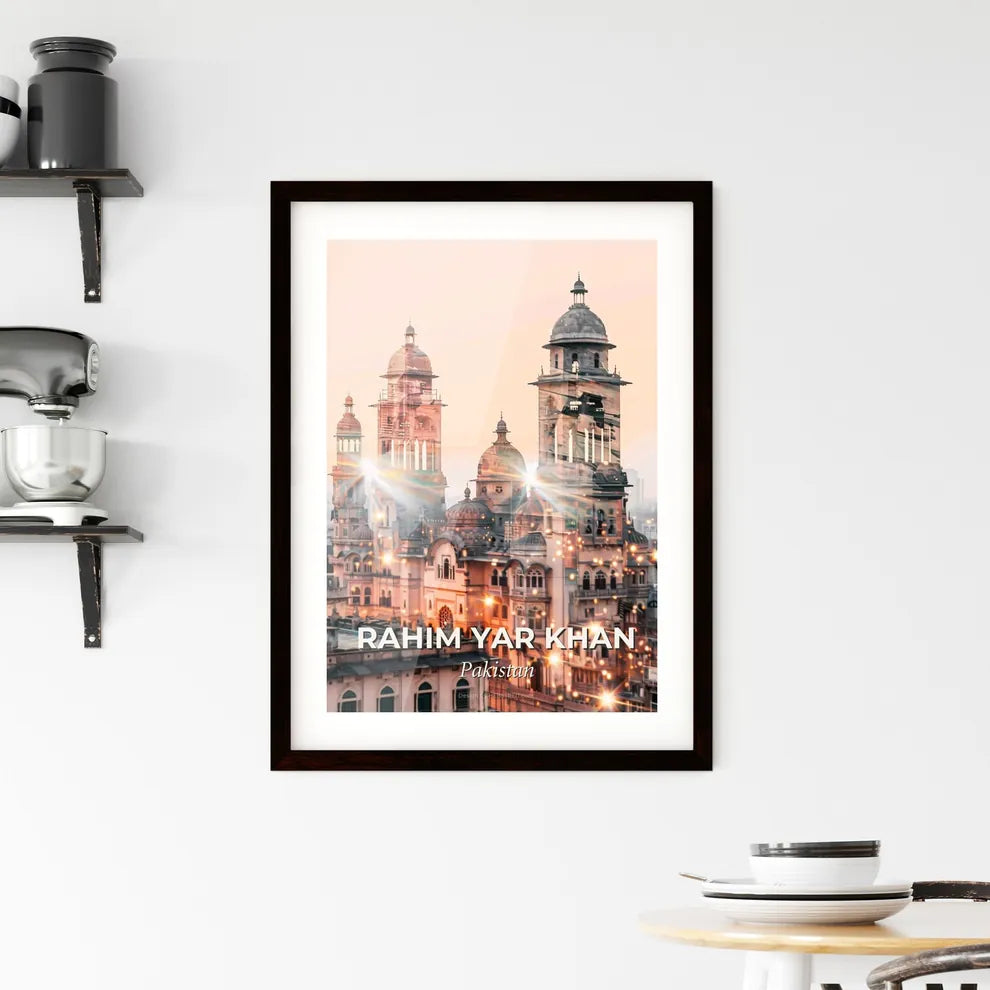 Rahim Yar Khan Skyline Double Exposure Art Framed Print