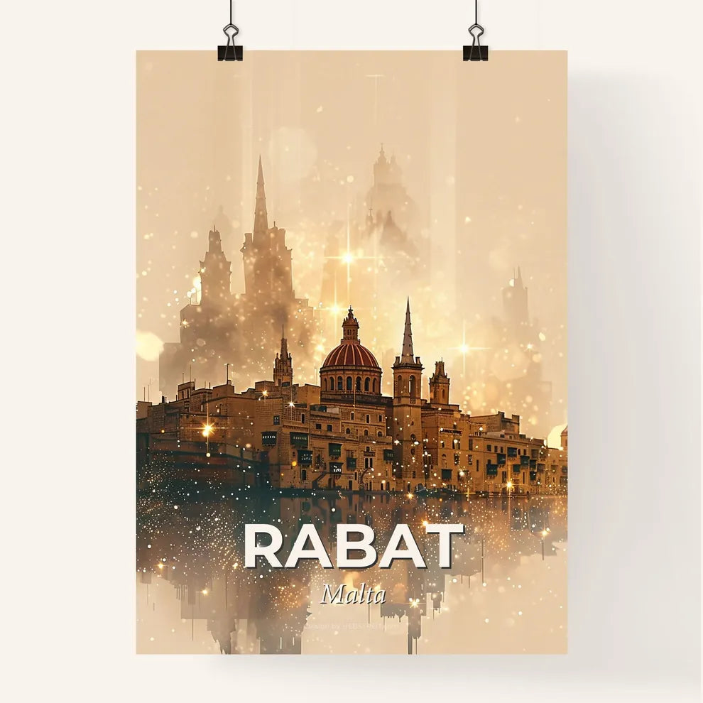 Rabat Skyline Icons Silhouette Paper Design Poster