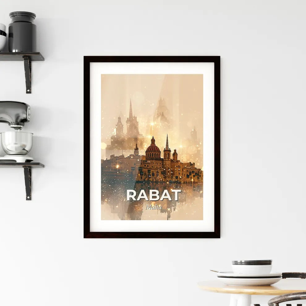 Rabat Skyline Icons Silhouette Paper Design Framed Print