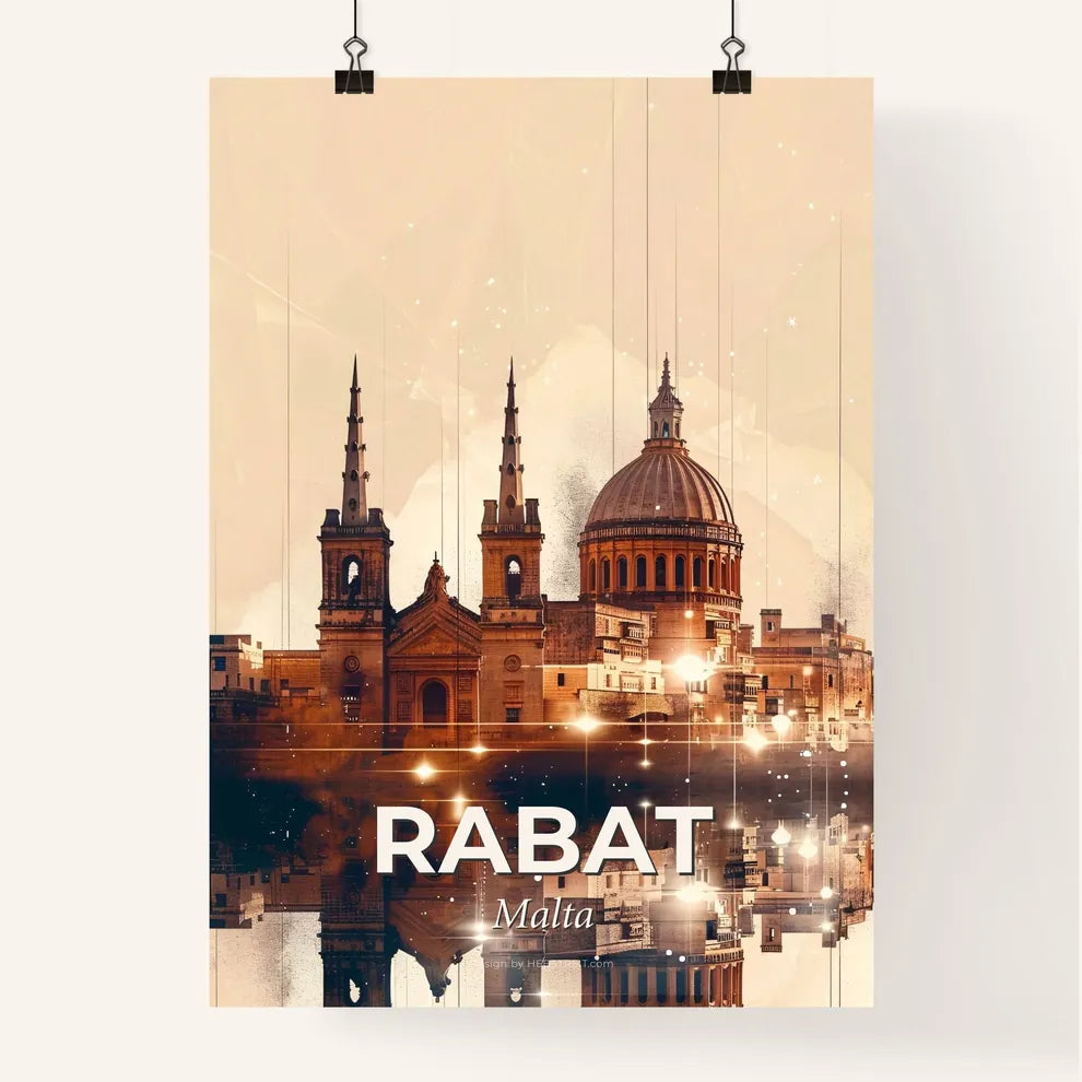 Rabat, Malta: Skyline Double Exposure Art Poster Poster