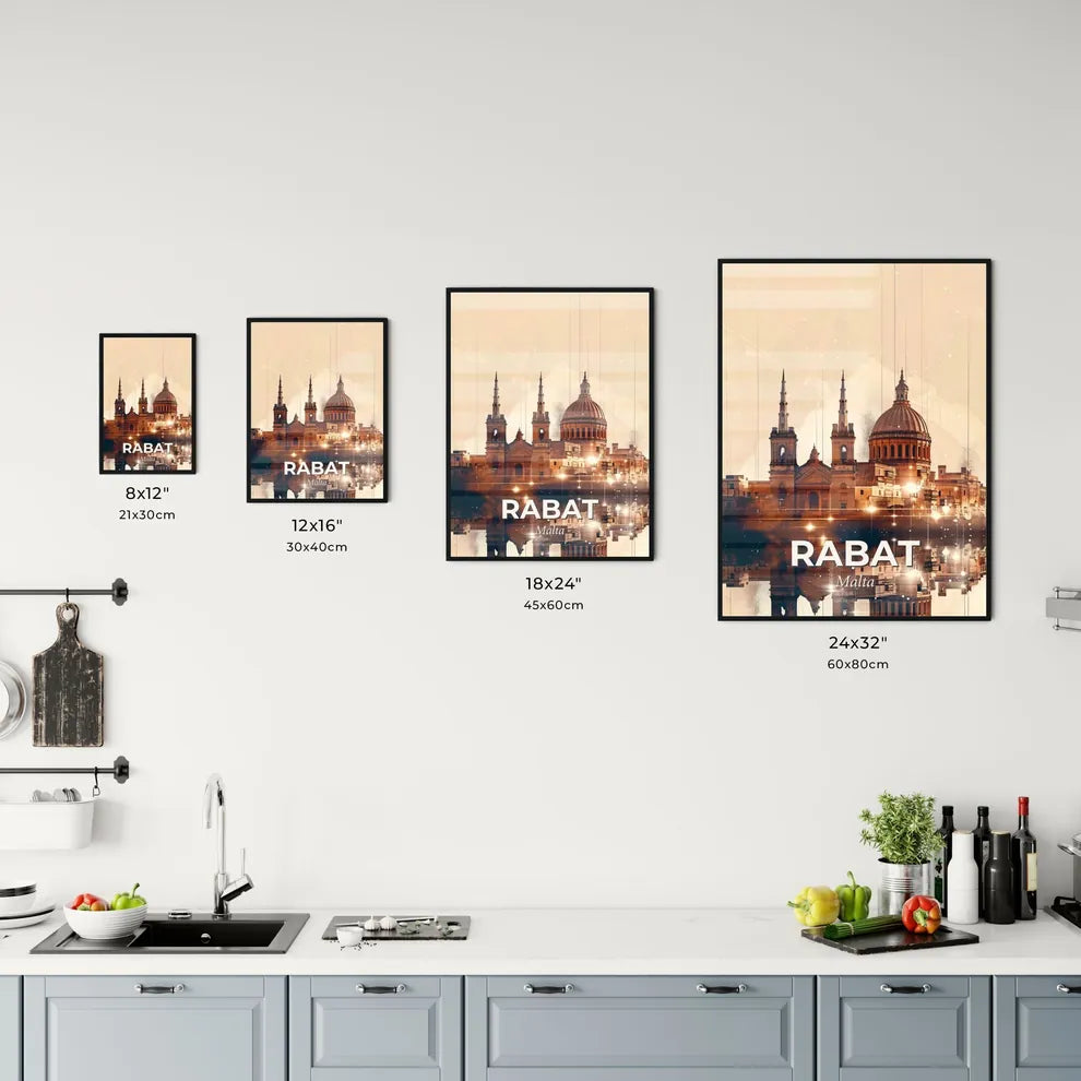 Rabat, Malta: Skyline Double Exposure Art Poster Office Art