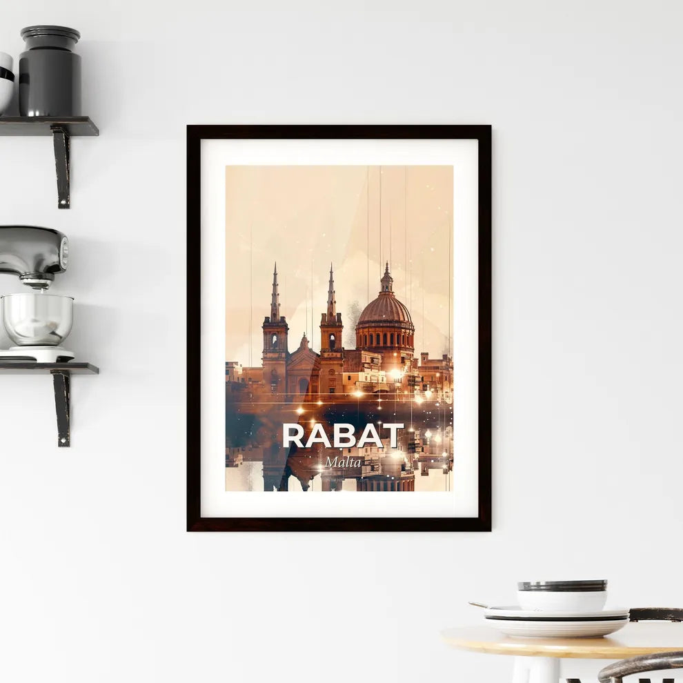Rabat, Malta: Skyline Double Exposure Art Poster Framed Print