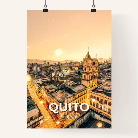 Quito Skyline in Double Exposure Art with Local Flavors Poster