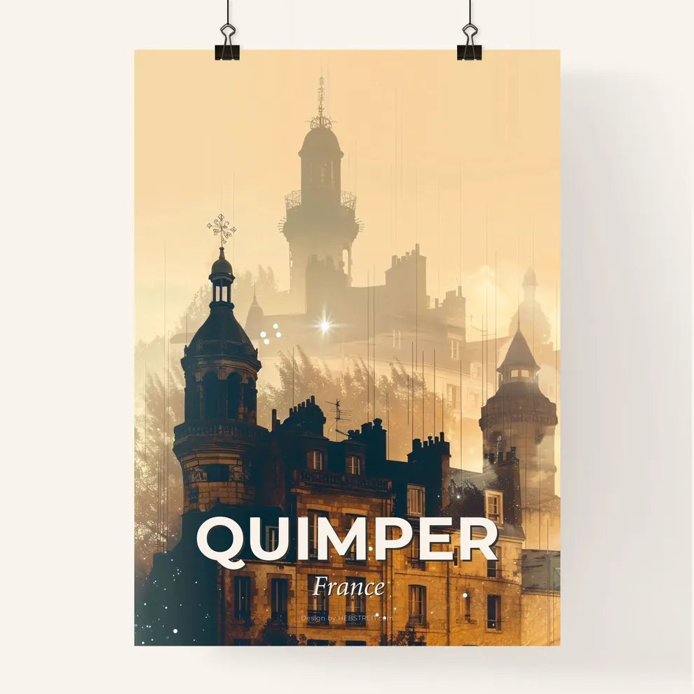 Quimper City Skyline Silhouette Composite Poster Poster