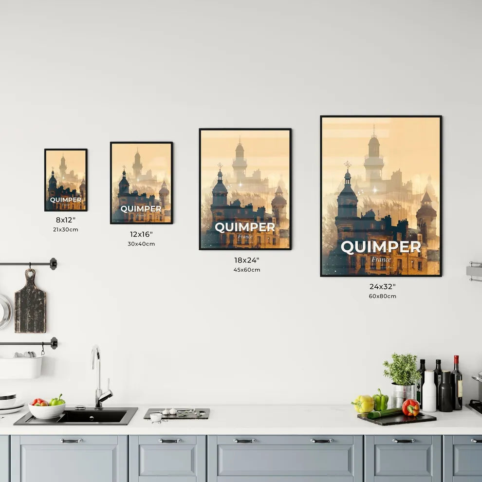 Quimper City Skyline Silhouette Composite Poster Office Art