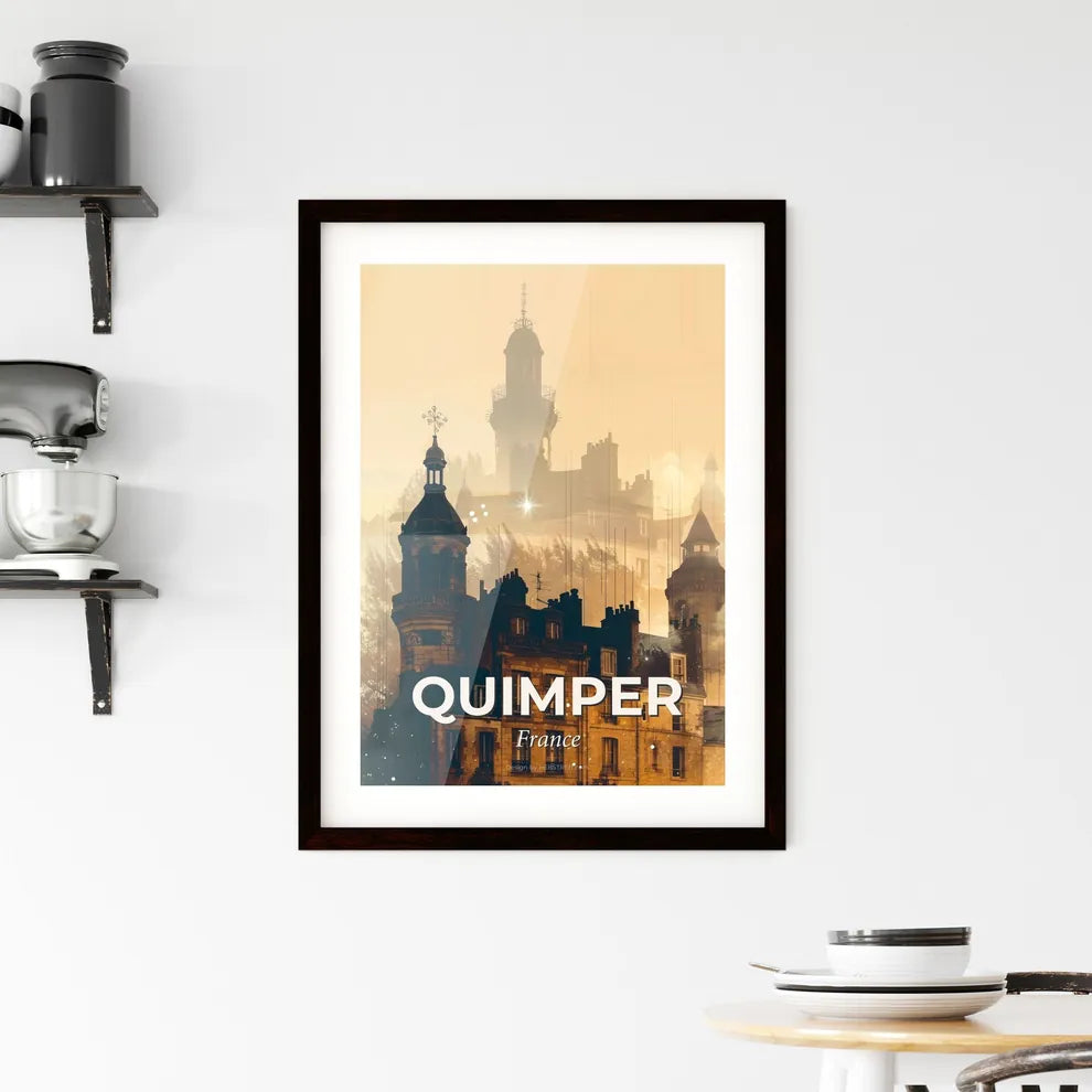 Quimper City Skyline Silhouette Composite Poster Framed Print