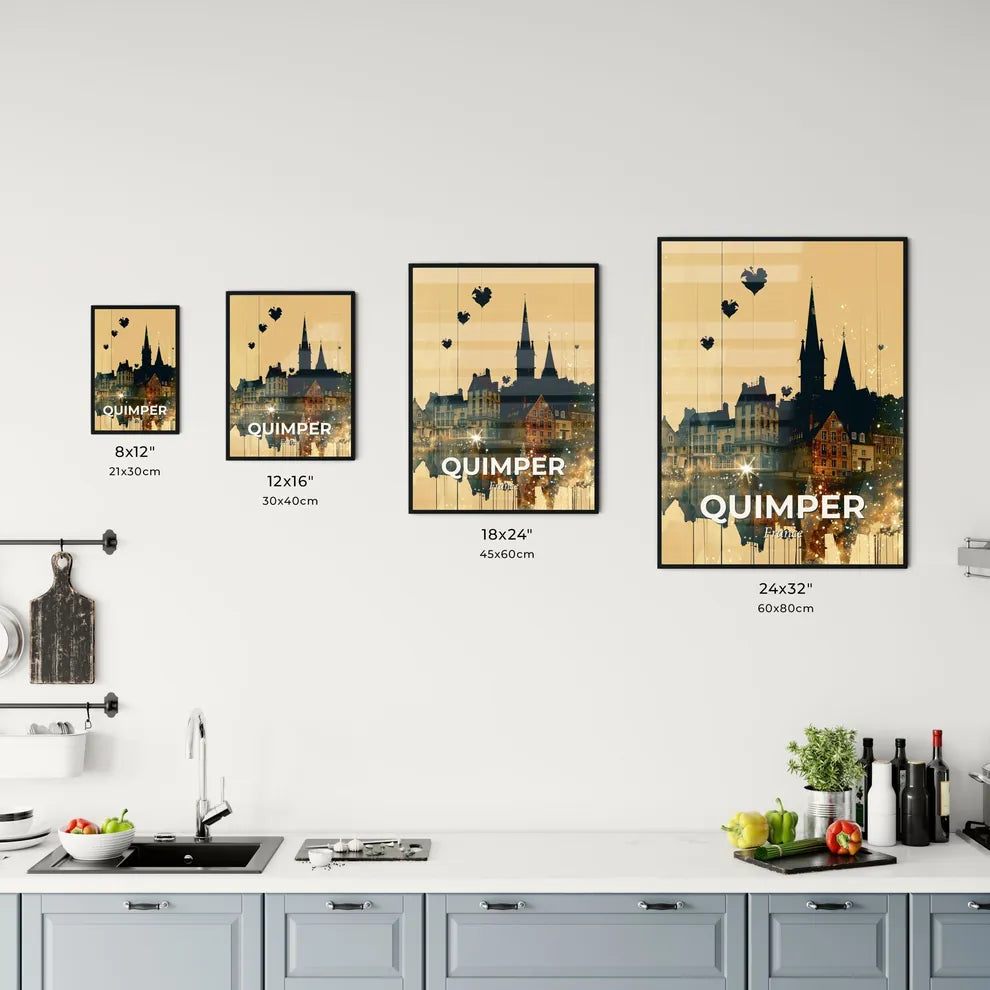 Quimper Skyline Metropolis Artwork Silhouettes Office Art