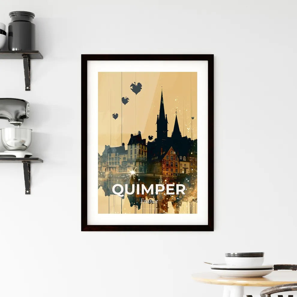 Quimper Skyline Metropolis Artwork Silhouettes Framed Print