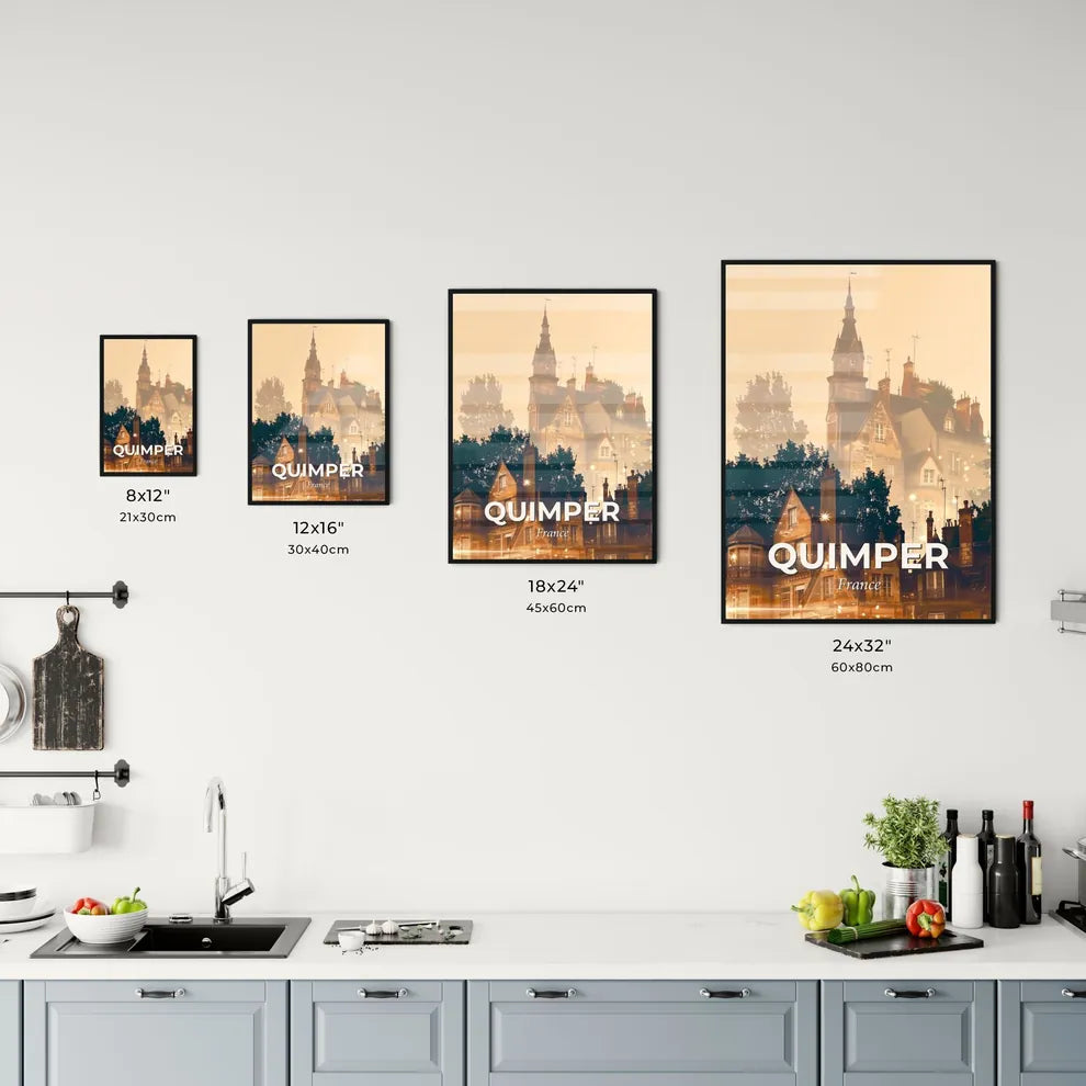 Quimper Brightscape: Skyline Silhouette Cityscape Art Office Art