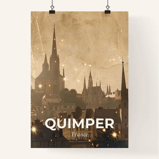 Quimper Skyline Silhouette Composite Art Poster Poster