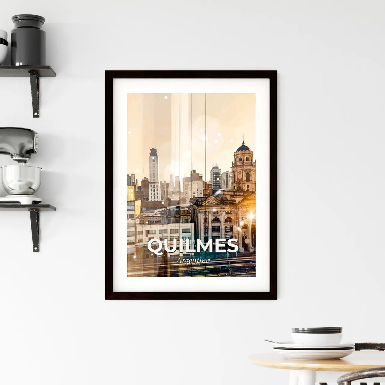Quilmes City Double Exposure Skyline Poster Framed Print