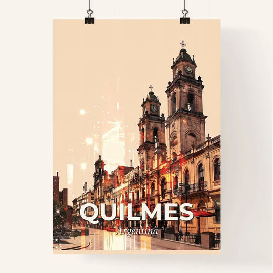Quilmes City Skyline Composite Art on Beige Poster