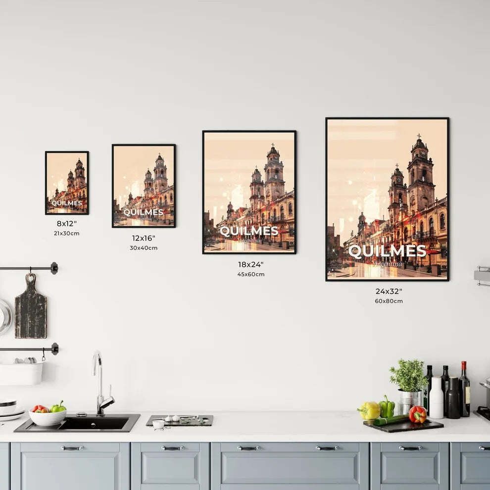 Quilmes City Skyline Composite Art on Beige Office Art