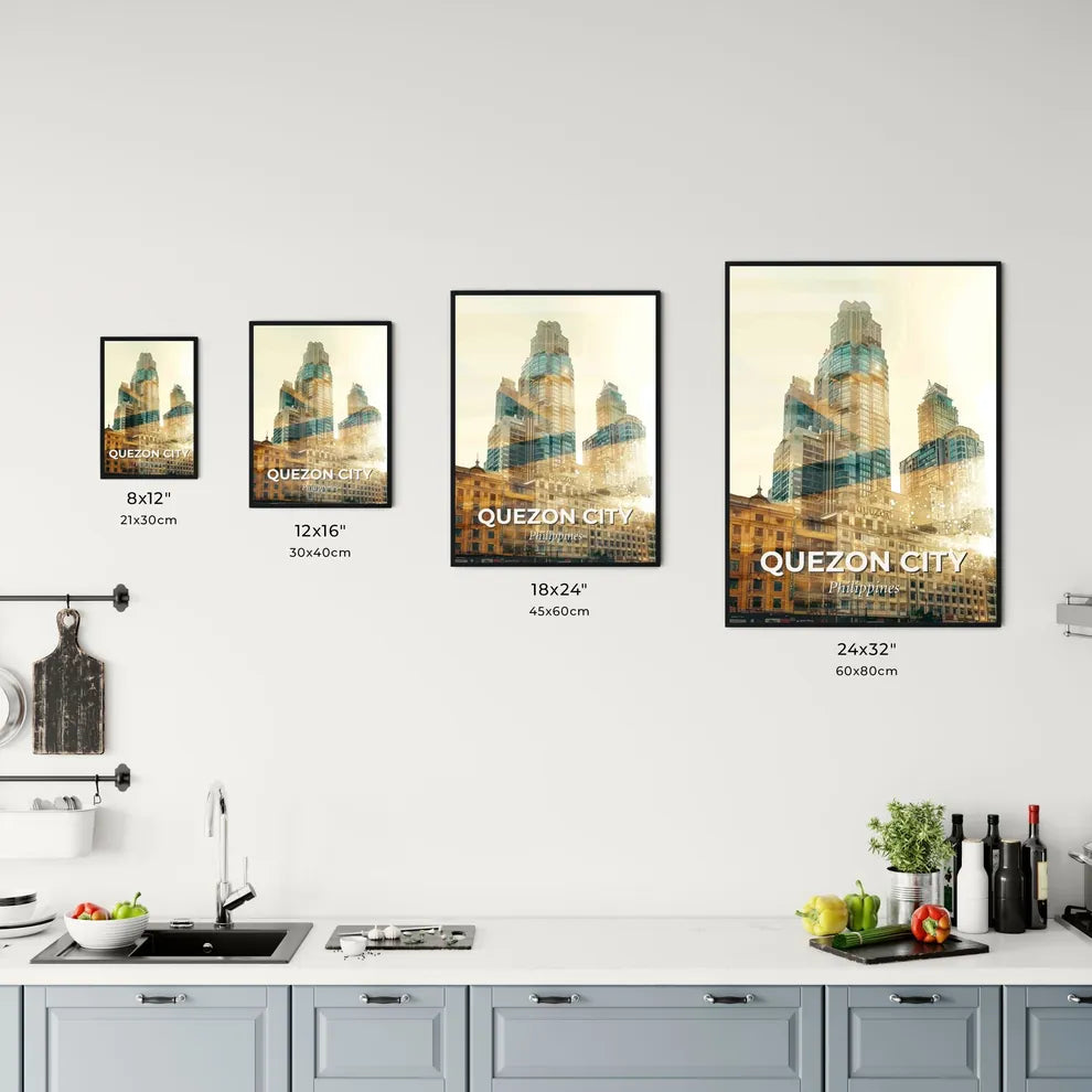 Quezon City Skyline Iconography Composite Poster Art Office Art
