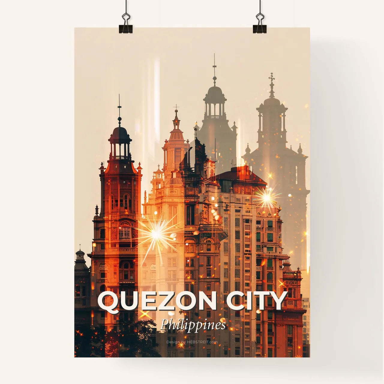 Manila Cityscape Skyline Night Bright Sparkles Poster
