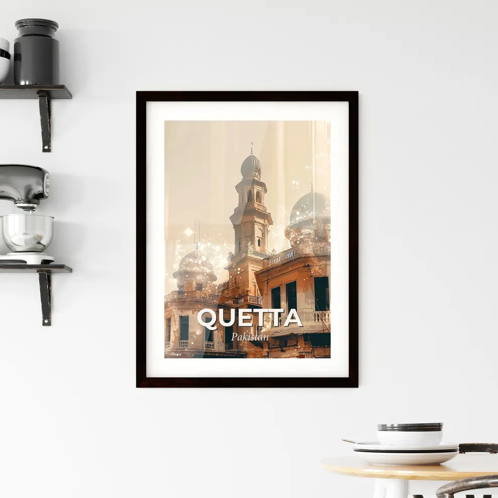 Quetta: Double Exposure City Skyline Composite Art Framed Print