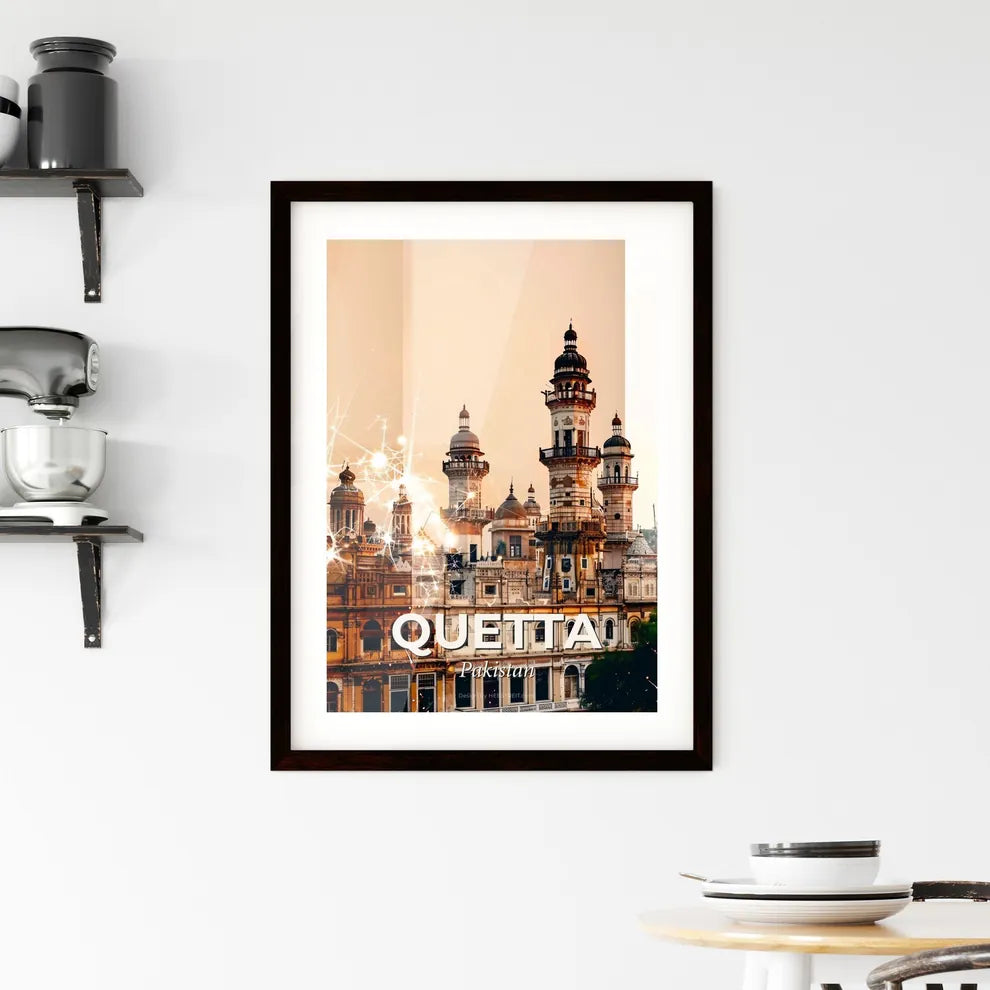 Quetta Skyline Composite Art, Local Icon Architecture Framed Print
