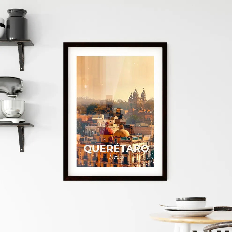 Queretaro Mexico Skyline Composite Art Poster Framed Print