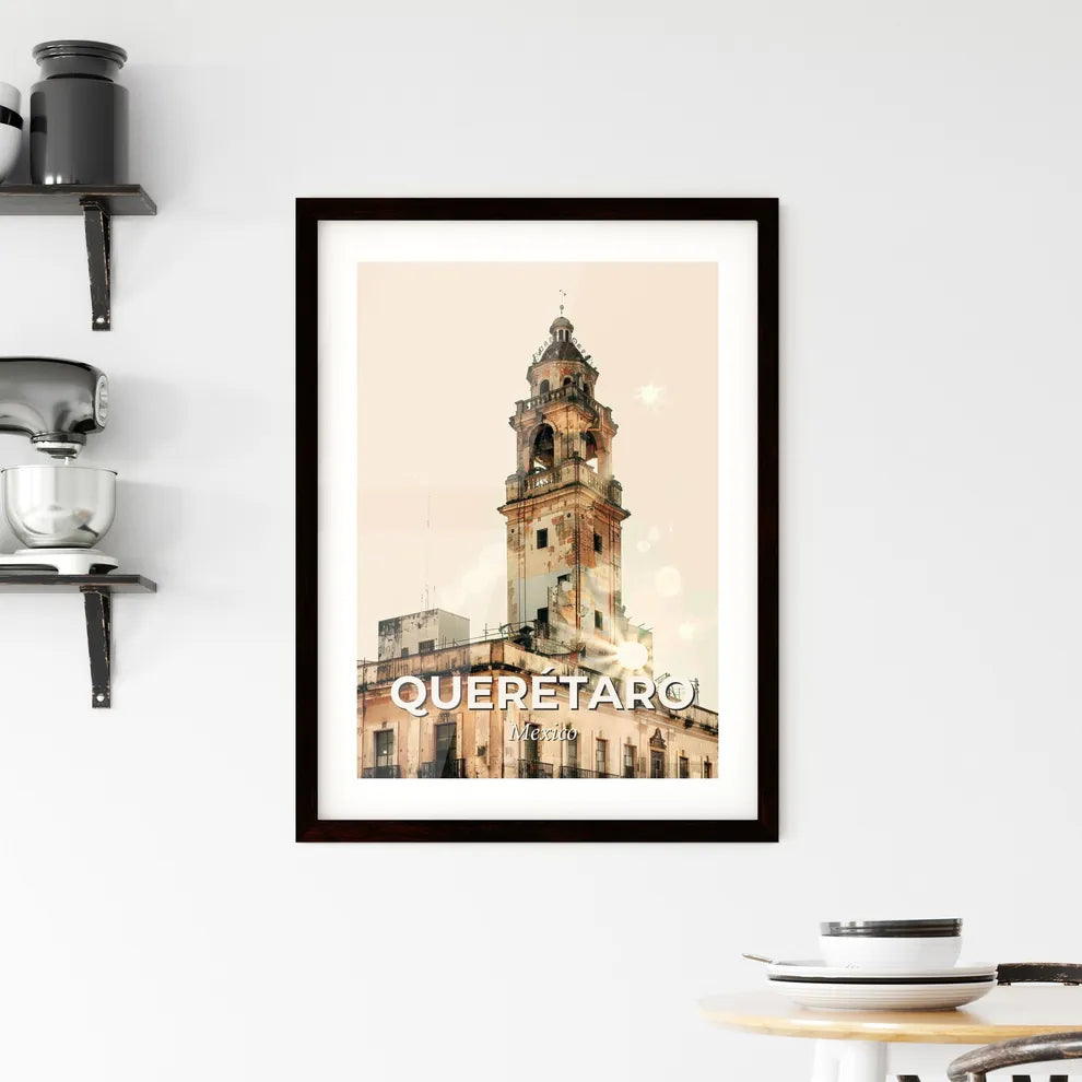 Queretaro City Skyline Double Exposure Art Framed Print