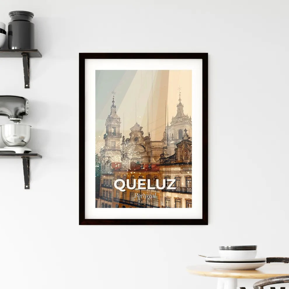 Queluz Skyline Composite Art Bright Colors Poster Framed Print