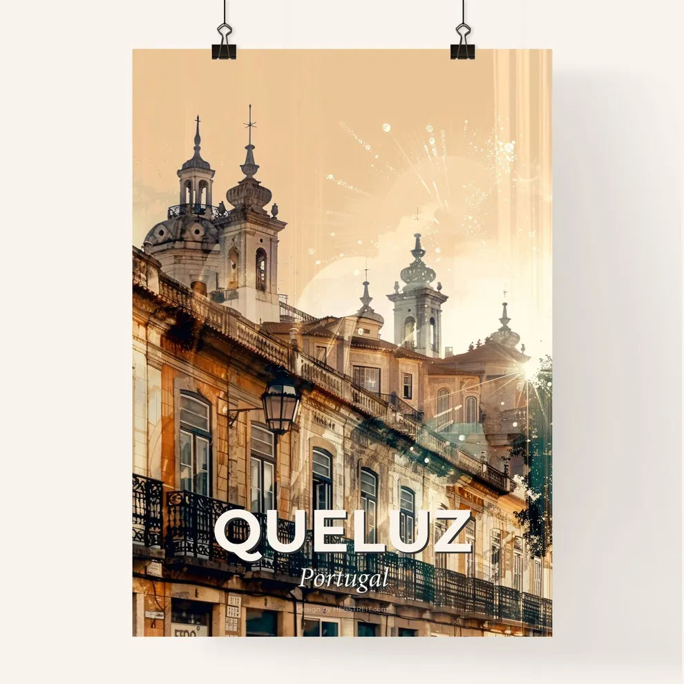 Queluz Poster: Double Exposure City Skyline Art Poster