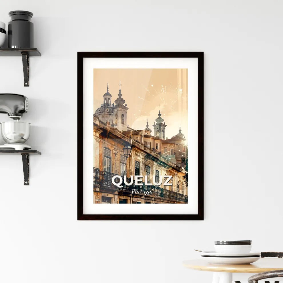Queluz Poster: Double Exposure City Skyline Art Framed Print
