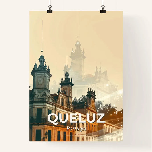 Queluz City Skyline Double Exposure Art Composite Poster