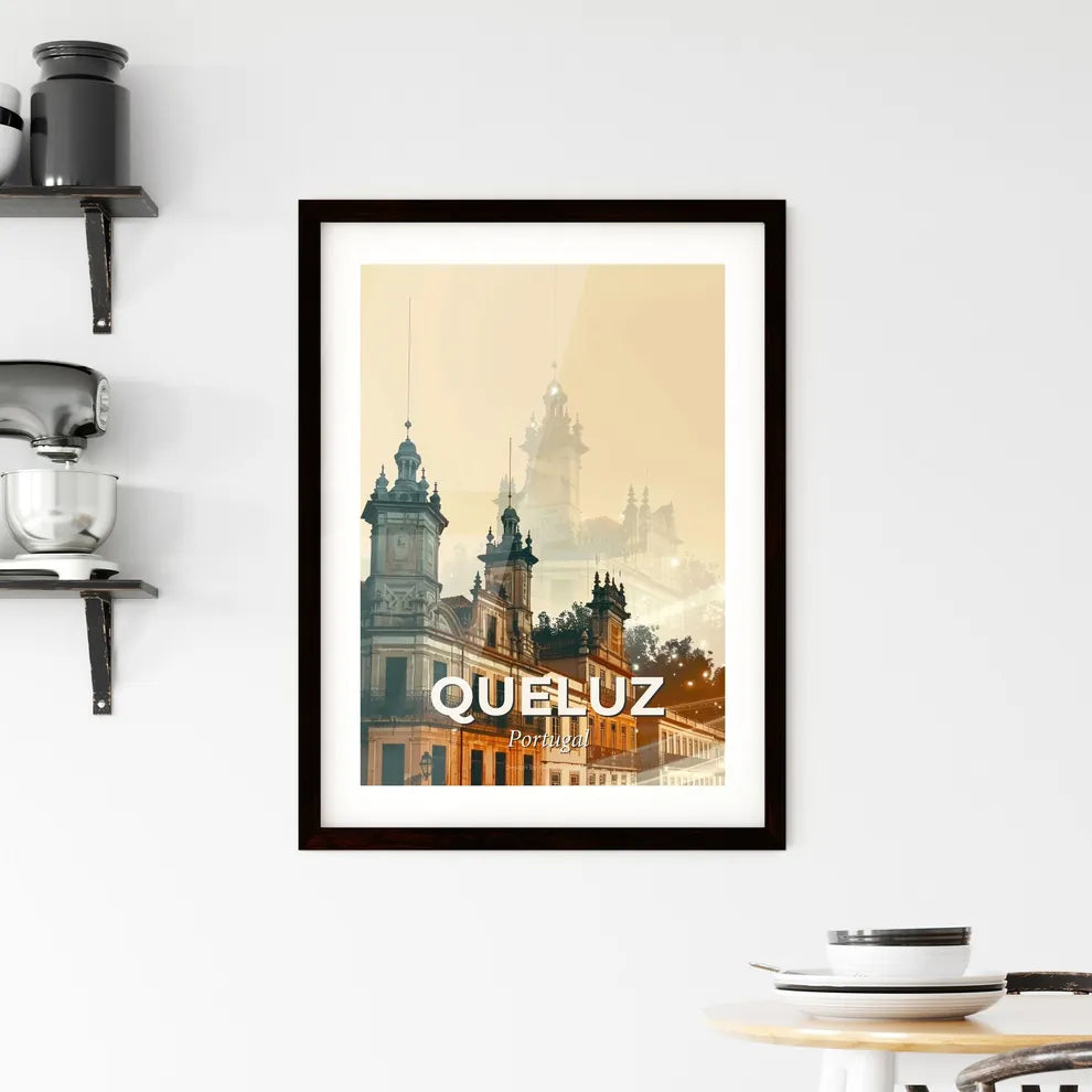 Queluz City Skyline Double Exposure Art Composite Framed Print