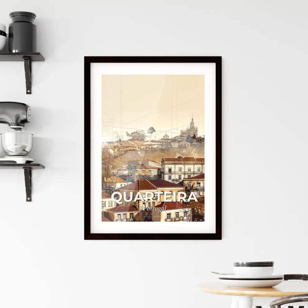 Quarteira City Skyline Sparkle Composite Art Poster Framed Print