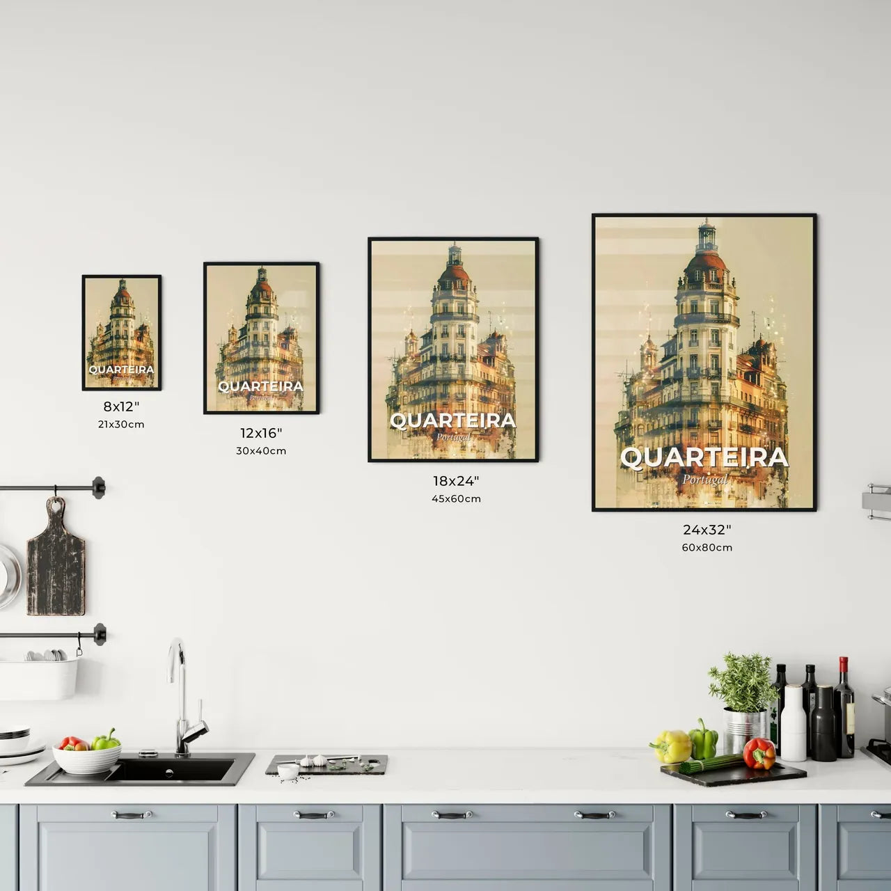 Quarteira Skyline Double Exposure Art Poster Office Art