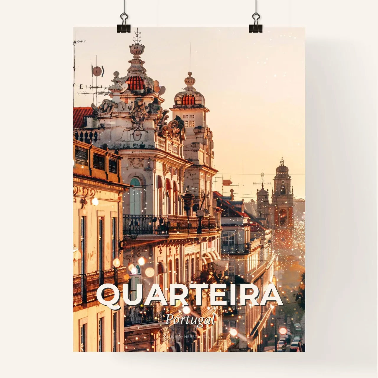 Quarteira Skyline Double Exposure Poster Art Poster