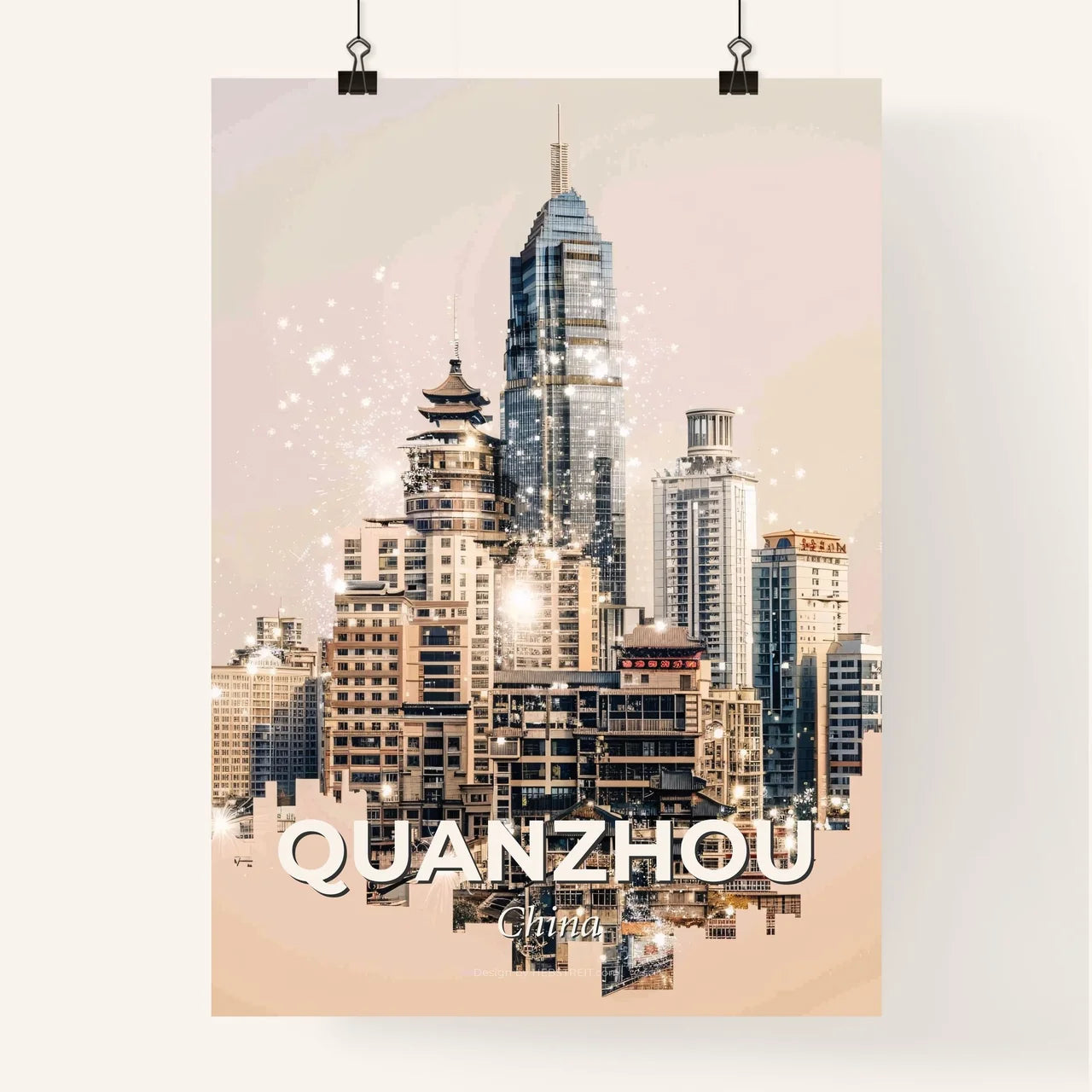 Quanzhou Cityscape Silhouette Poster Art Poster