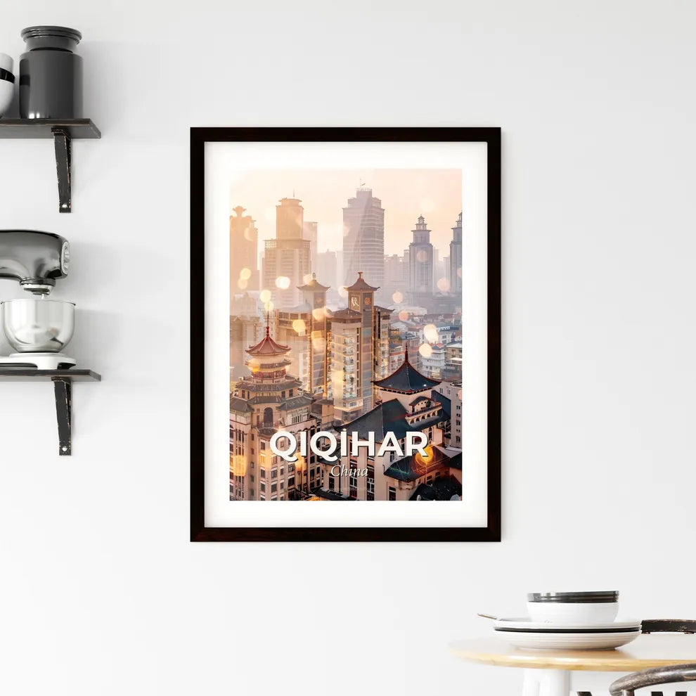 Qiqihar Skyline Iconic Art Composite Print Framed Print